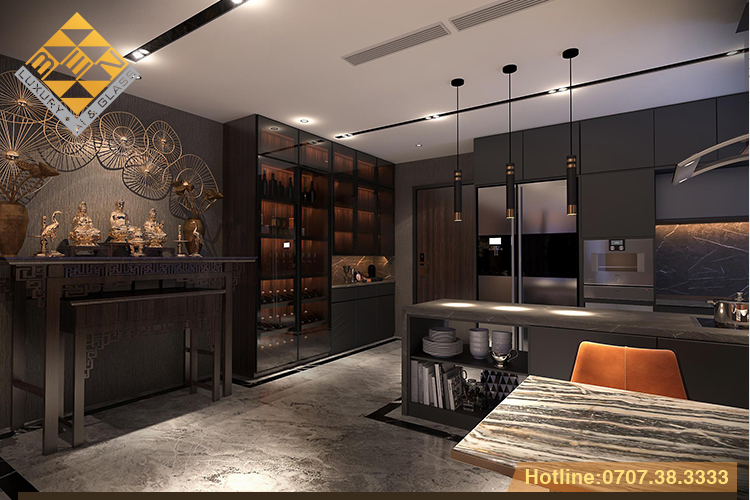 Tổng quan không gian tủ rượu cánh kính Ben Luxury - Thực tế hoàn thiện